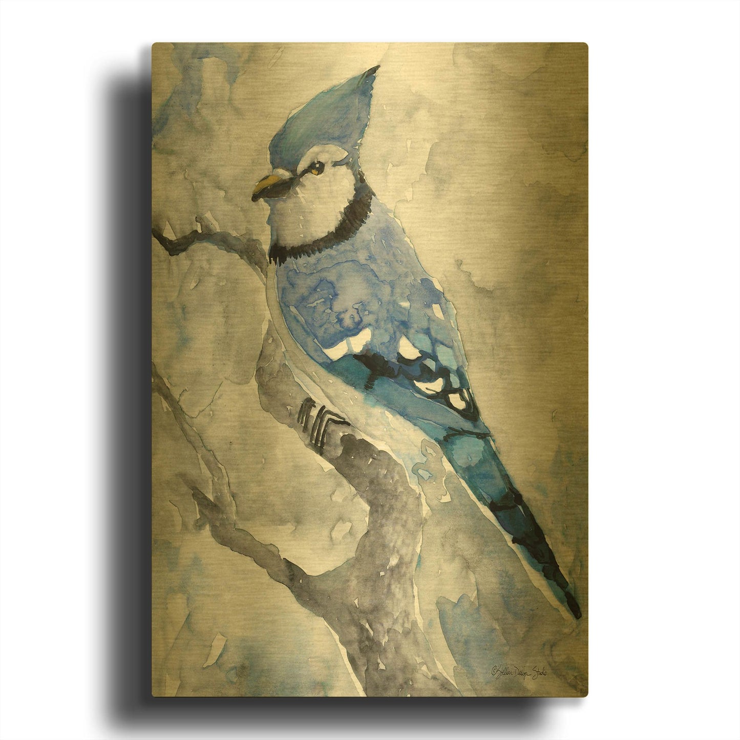 'Blue Jay 2' By Stellar Design Studio Gold Metal Wall Art