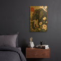 'Black Elephant' By Momart Gold Metal Wall Art