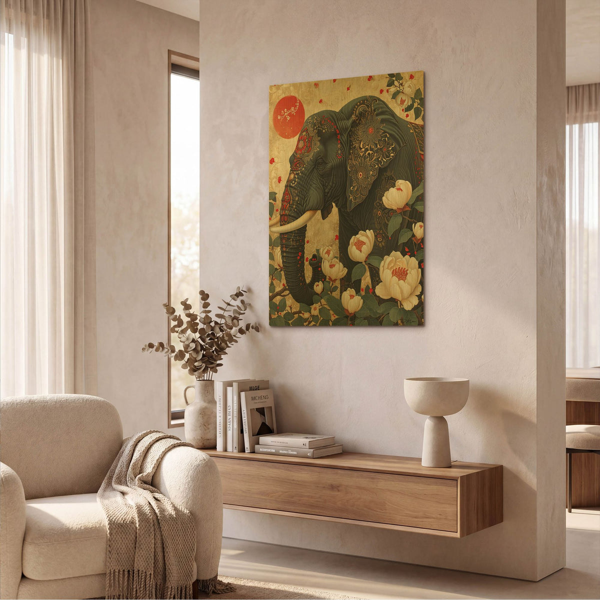 'Black Elephant' By Momart Gold Metal Wall Art