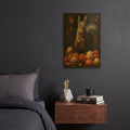 'Black Squirrel With Nuts' By Momart Gold Metal Wall Art