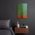 'Blue And Red Bicycle' By Momart Gold Metal Wall Art