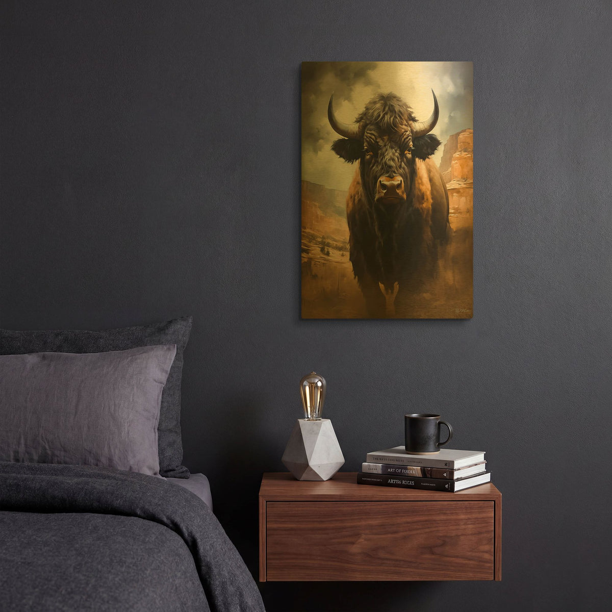 'Buffalo' By Momart Gold Metal Wall Art