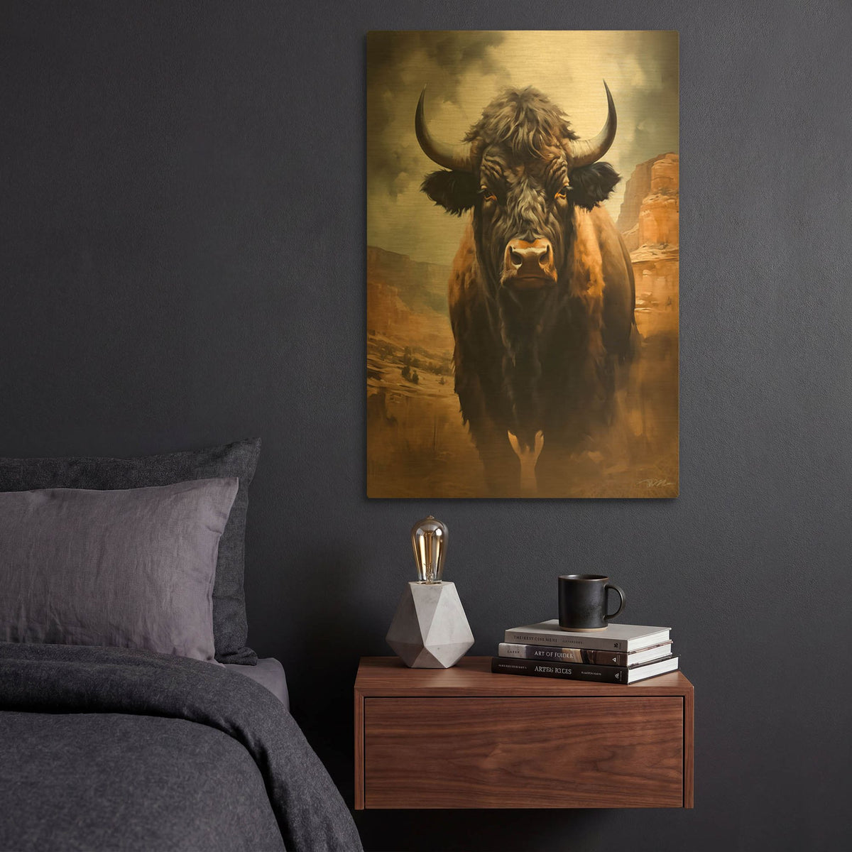 'Buffalo' By Momart Gold Metal Wall Art