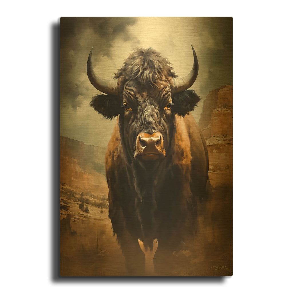 'Buffalo' By Momart Gold Metal Wall Art