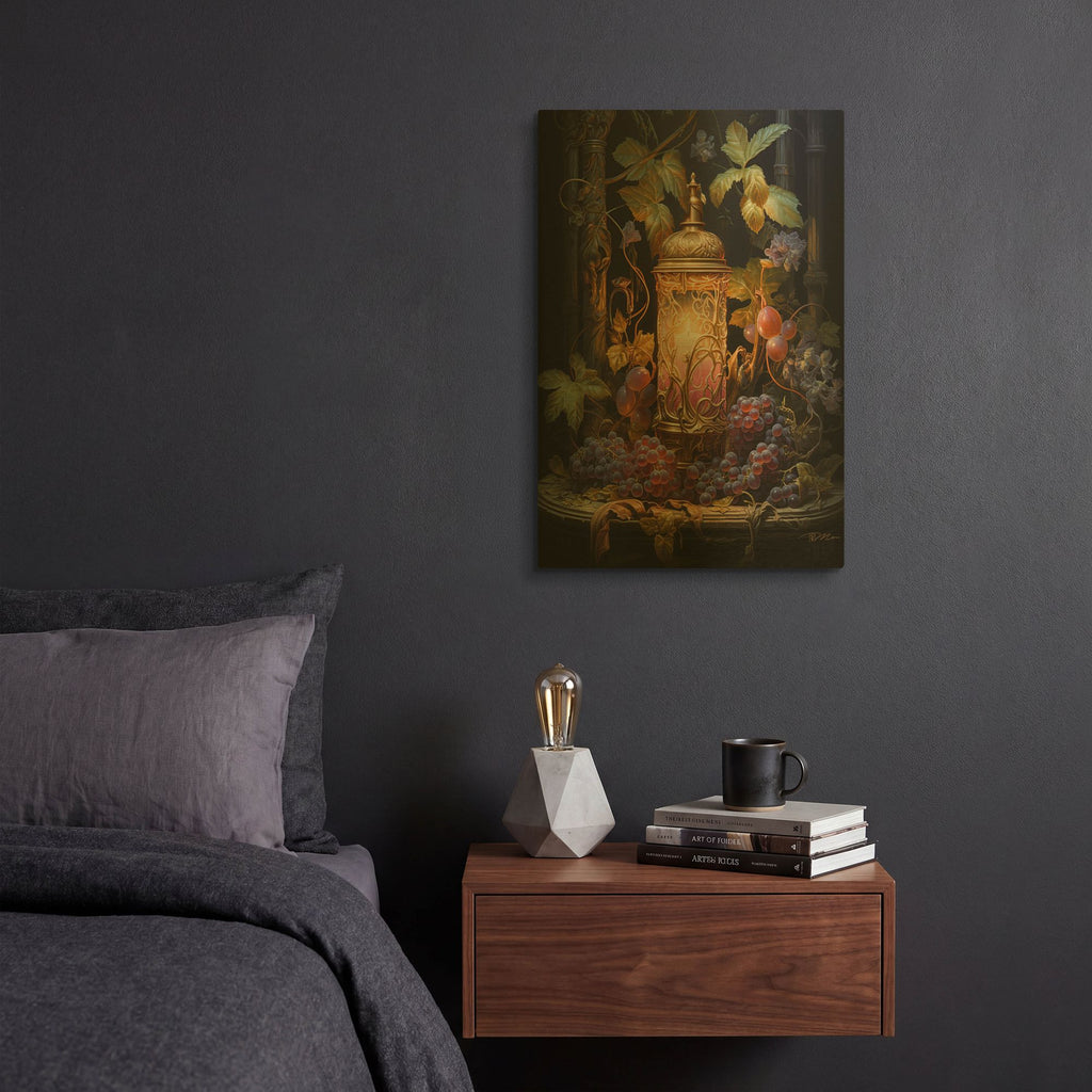 'Candle With Fruit' By Momart Gold Metal Wall Art