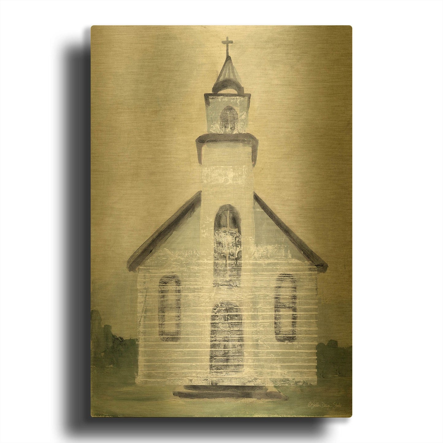 'Church 4' By Stellar Design Studio Gold Metal Wall Art