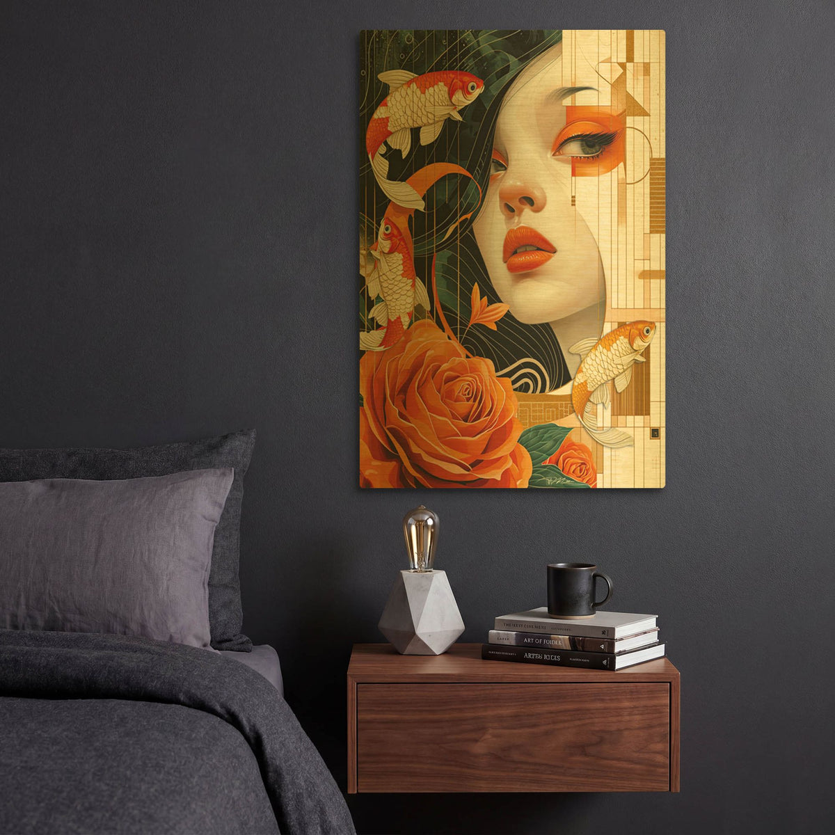 'Celestial Gold Fish' By Momart Gold Metal Wall Art