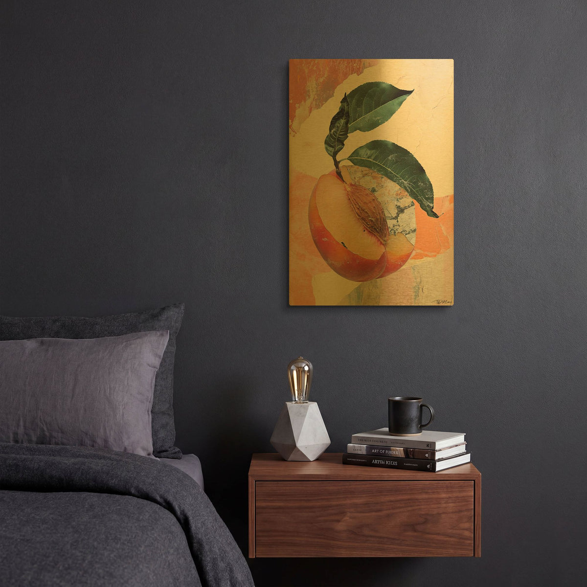 'Collage Peach' By Momart Gold Metal Wall Art