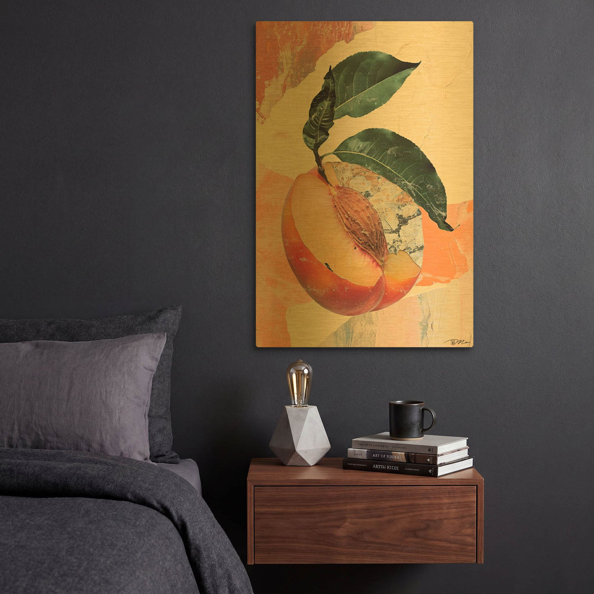 'Collage Peach' By Momart Gold Metal Wall Art