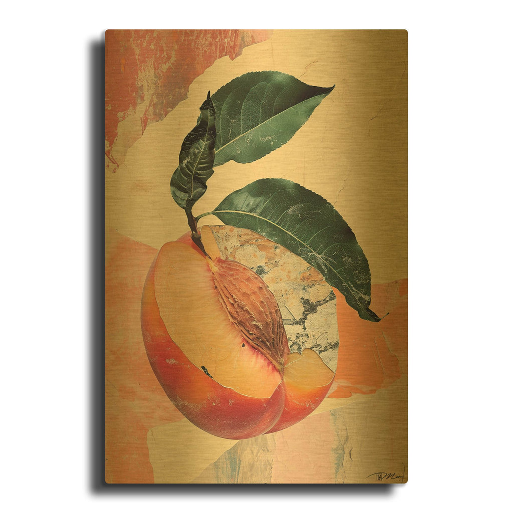 'Collage Peach' By Momart Gold Metal Wall Art
