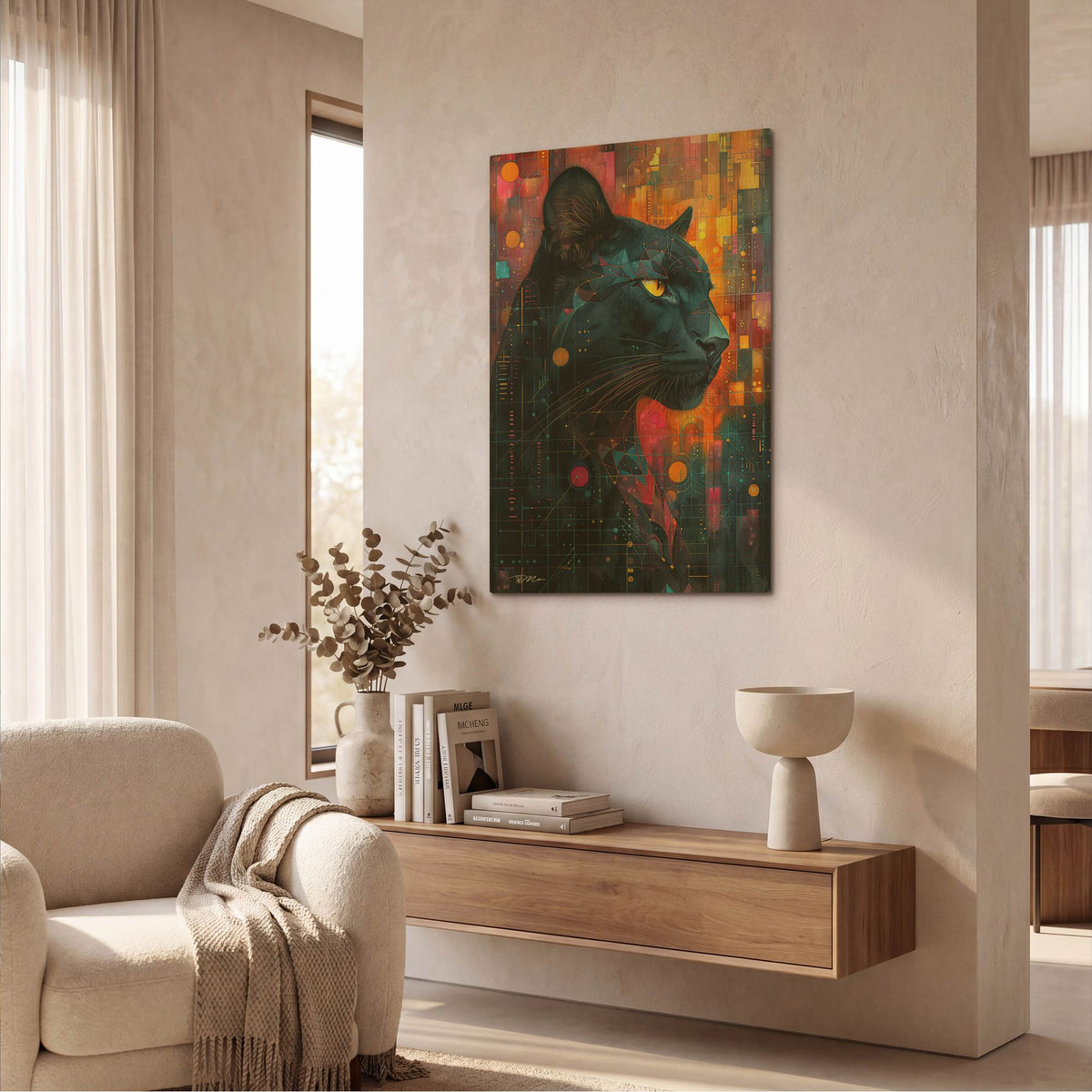 'Colorfull Black Panther' By Momart Gold Metal Wall Art
