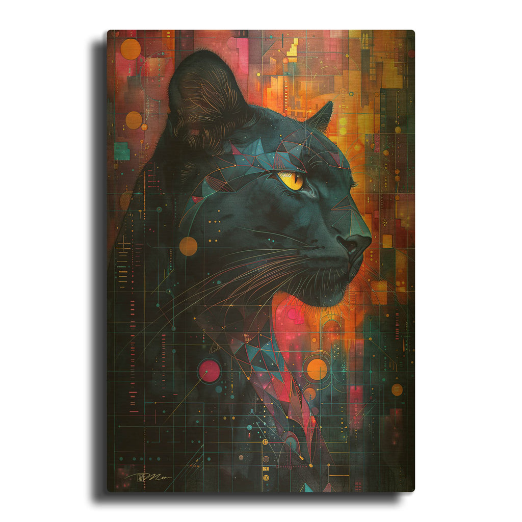 'Colorfull Black Panther' By Momart Gold Metal Wall Art