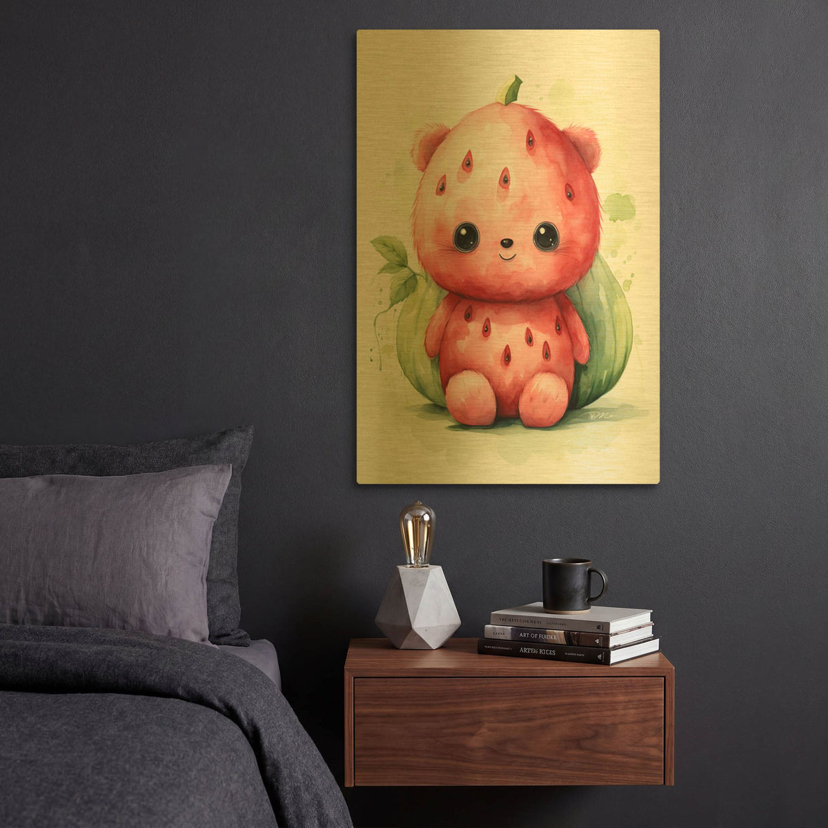 'Cut Fruit Monster 1' By Momart Gold Metal Wall Art