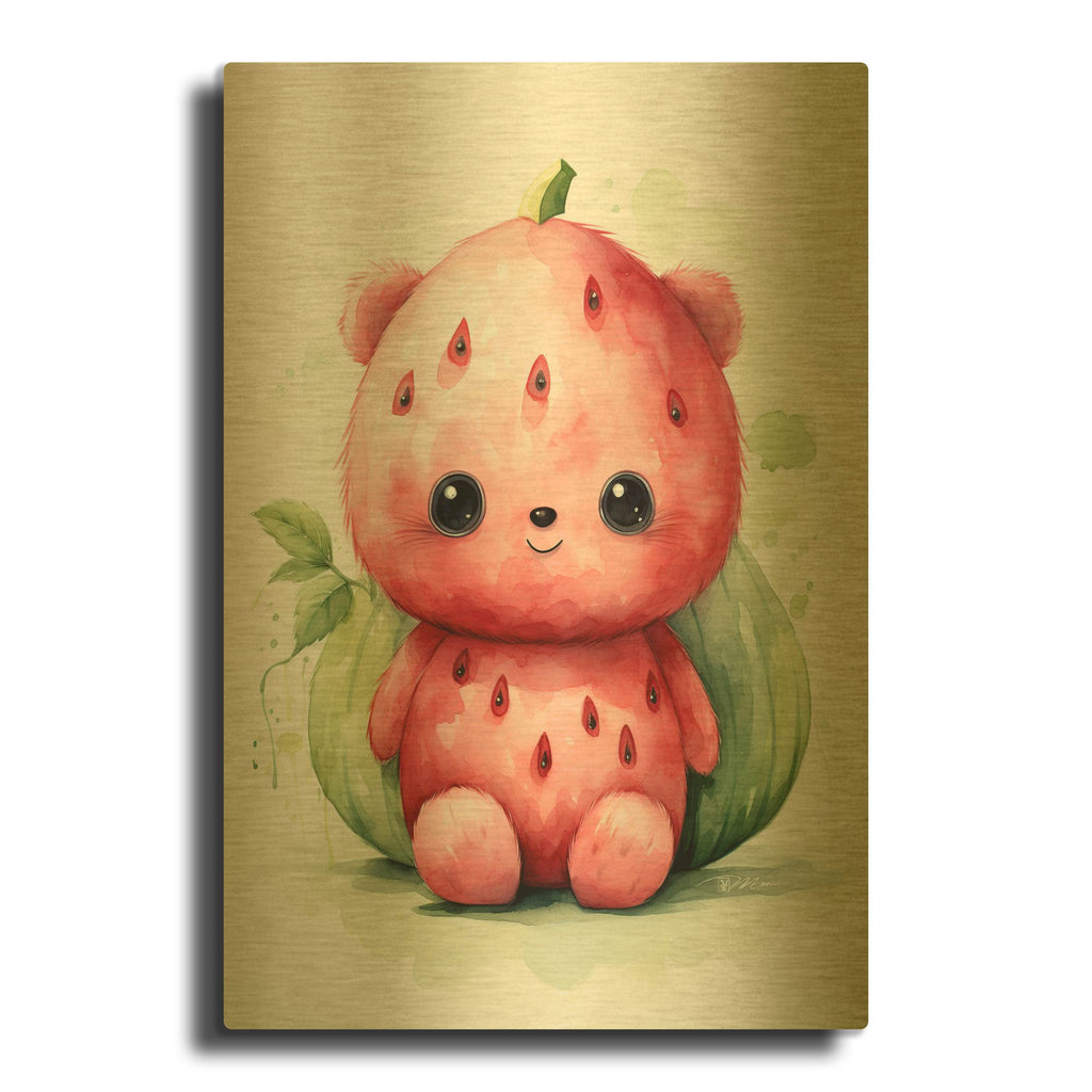 'Cut Fruit Monster 1' By Momart Gold Metal Wall Art