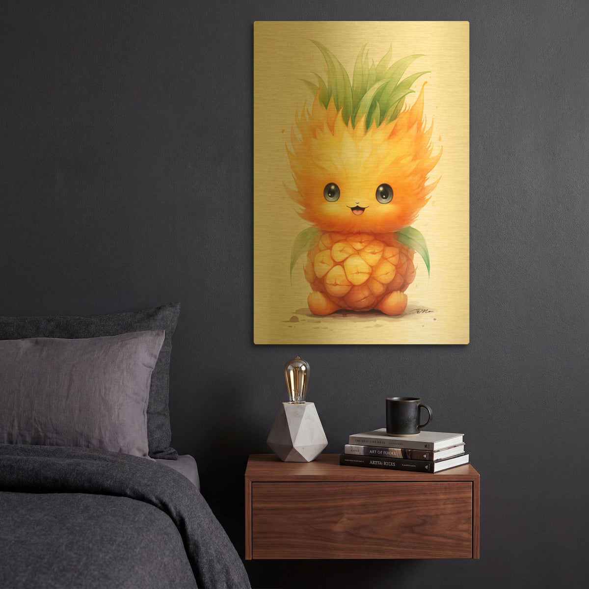 'Cut Fruit Monster 4' By Momart Gold Metal Wall Art