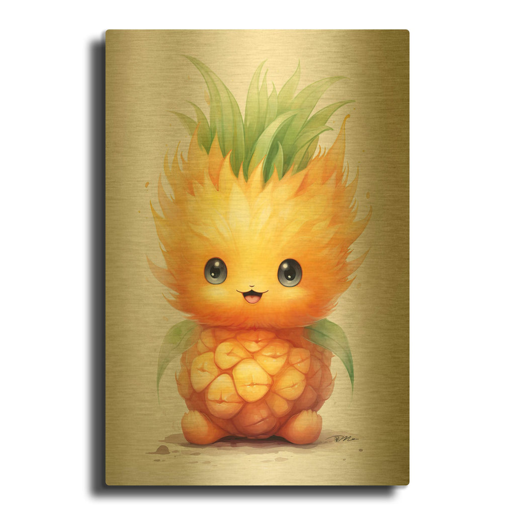 'Cut Fruit Monster 4' By Momart Gold Metal Wall Art
