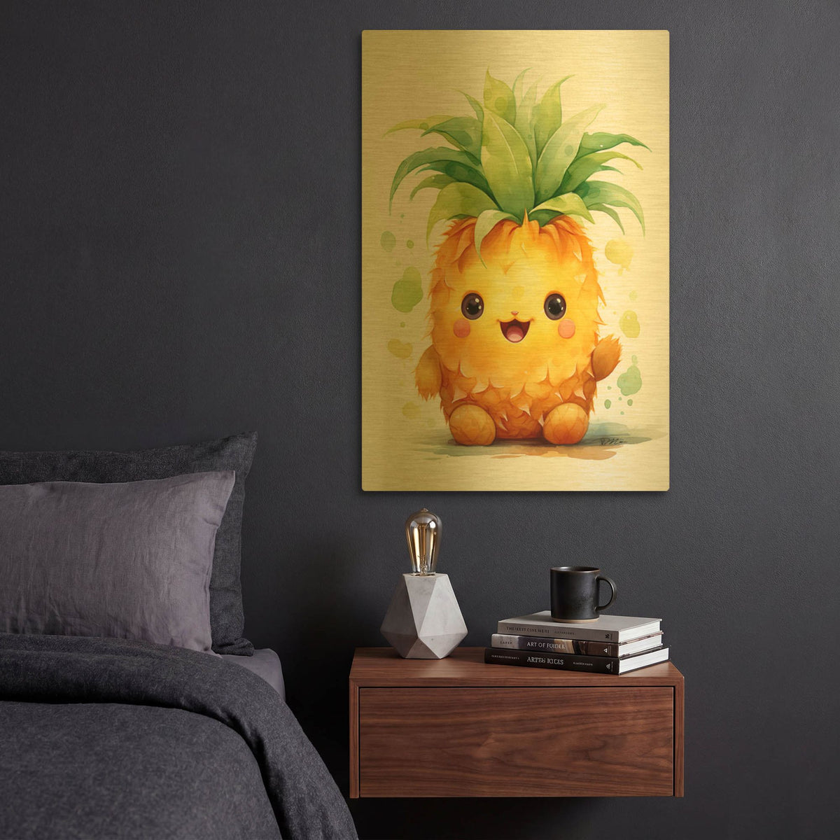 'Cut Fruit Monster 5' By Momart Gold Metal Wall Art