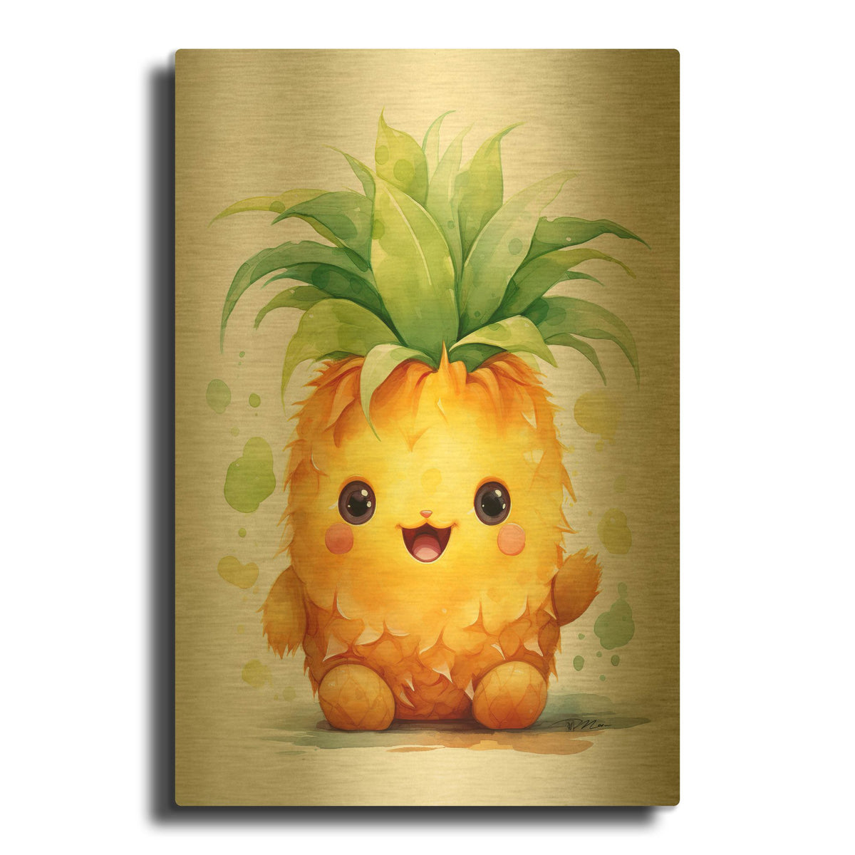'Cut Fruit Monster 5' By Momart Gold Metal Wall Art