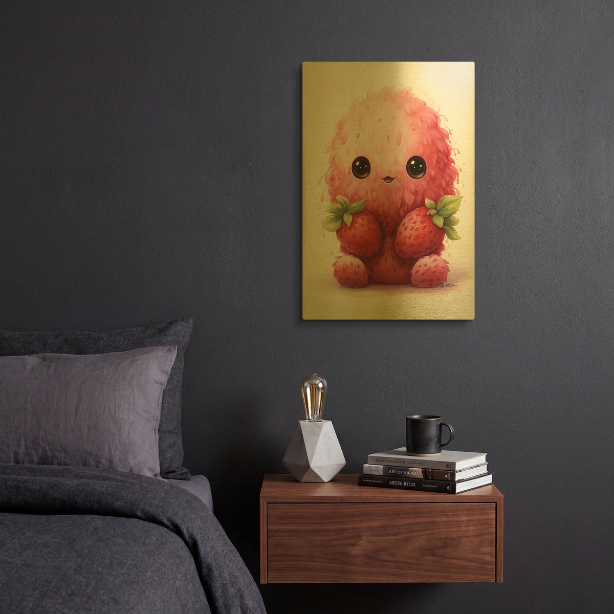 'Cut Fruit Monster 6' By Momart Gold Metal Wall Art