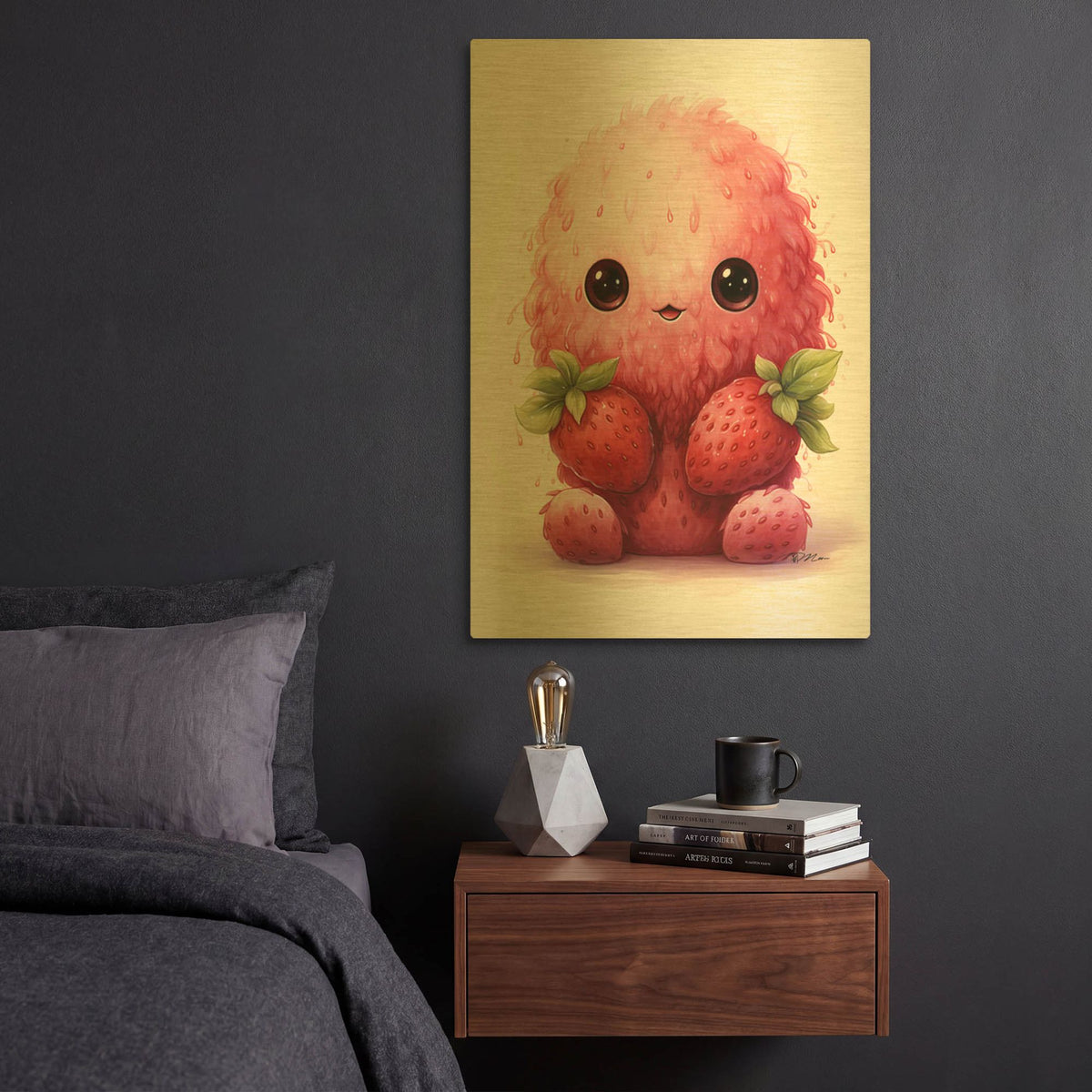 'Cut Fruit Monster 6' By Momart Gold Metal Wall Art