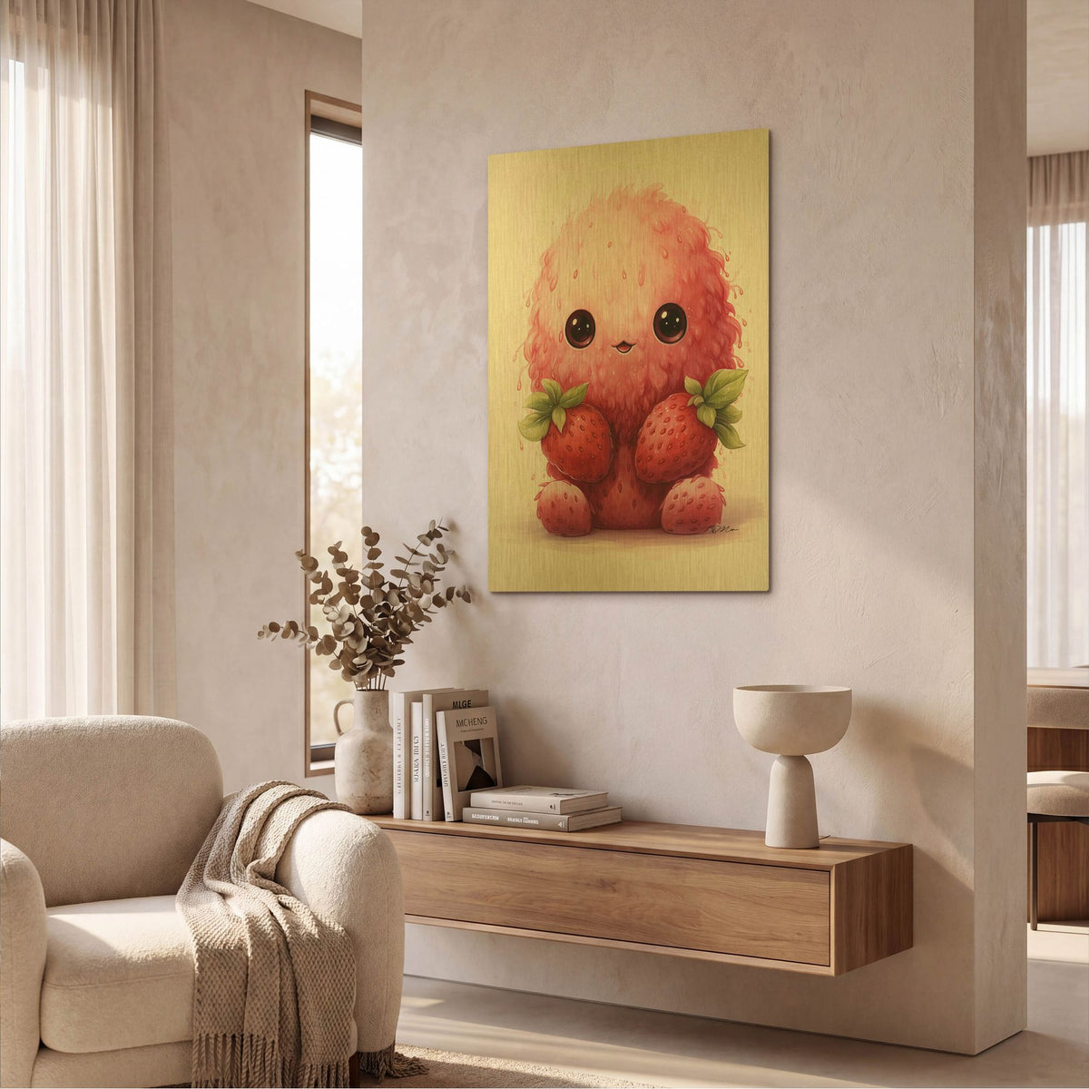 'Cut Fruit Monster 6' By Momart Gold Metal Wall Art