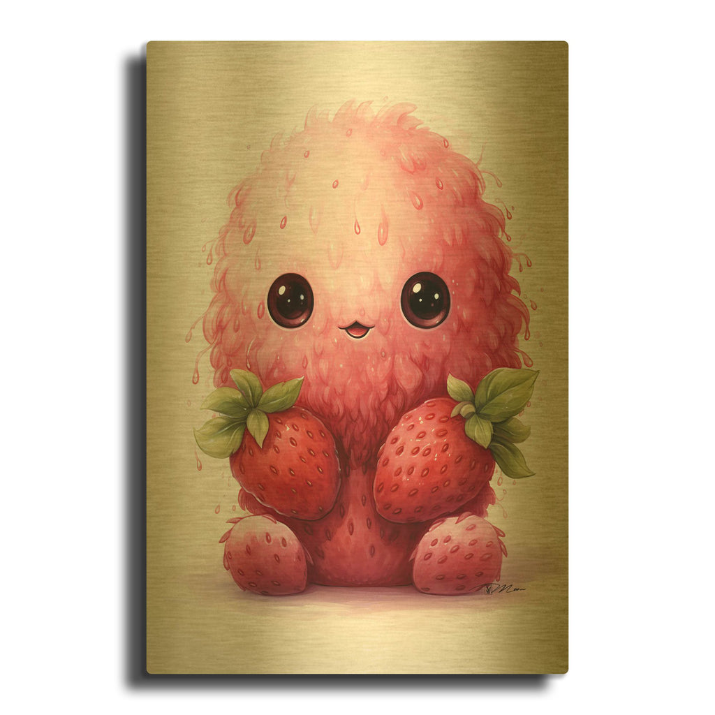 'Cut Fruit Monster 6' By Momart Gold Metal Wall Art