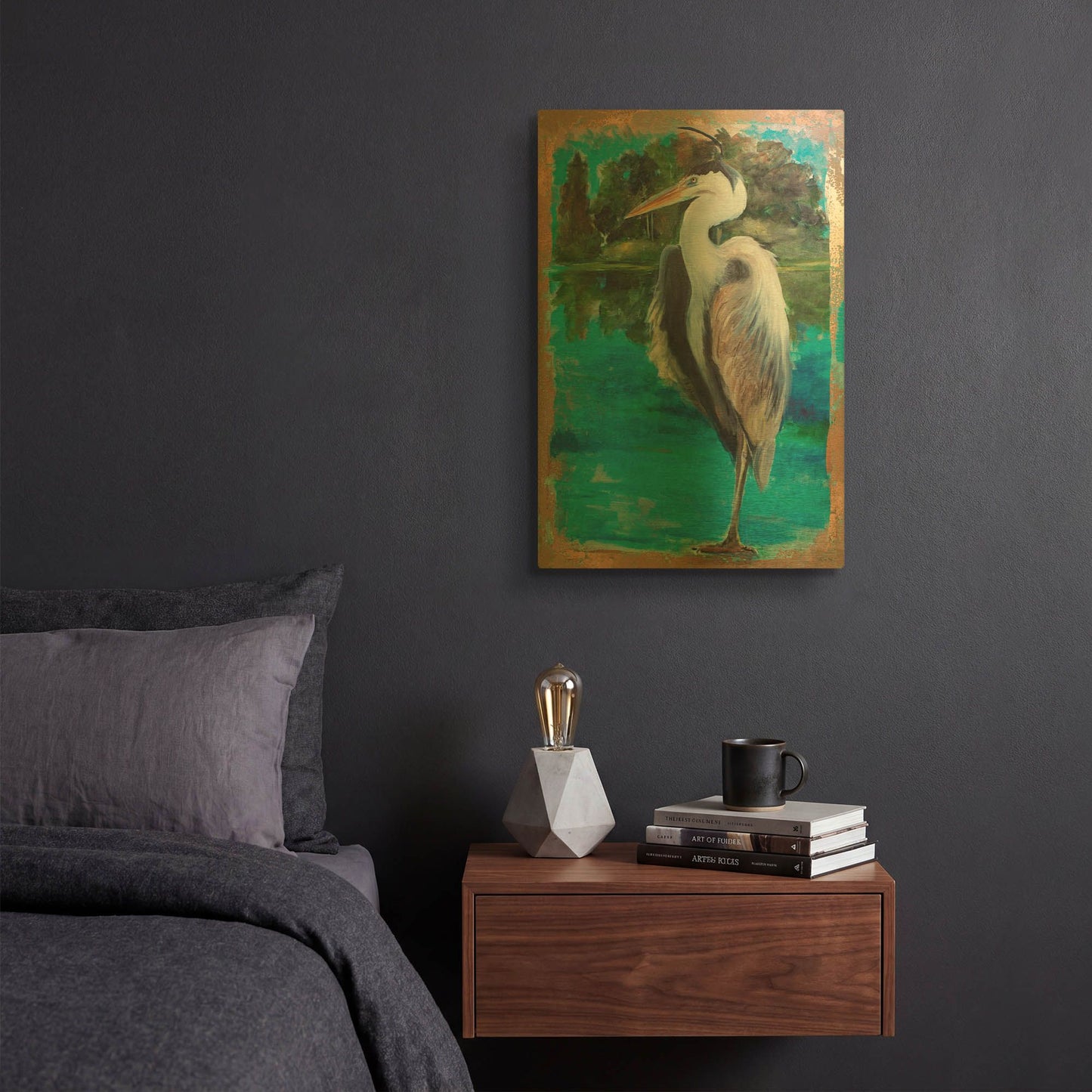 'Marsh Heron' By Stellar Design Studio Gold Metal Wall Art