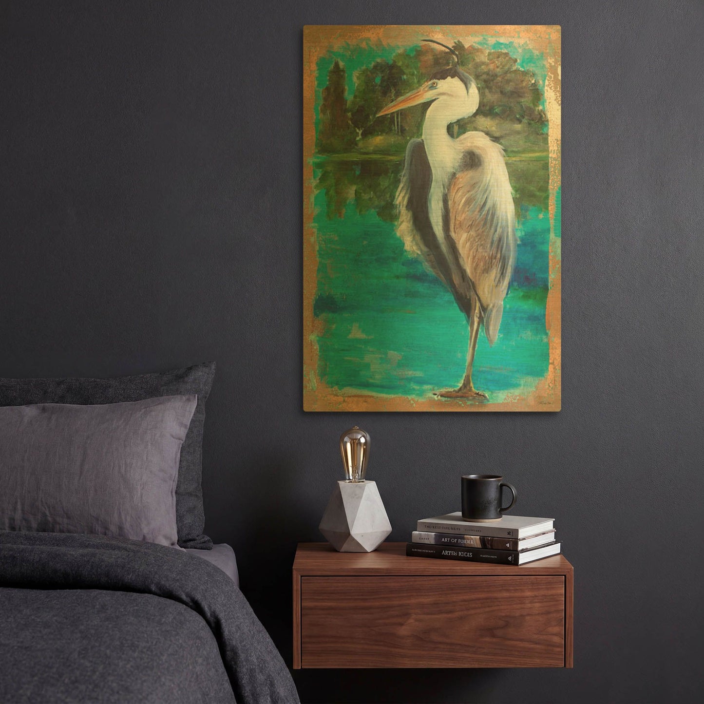 'Marsh Heron' By Stellar Design Studio Gold Metal Wall Art