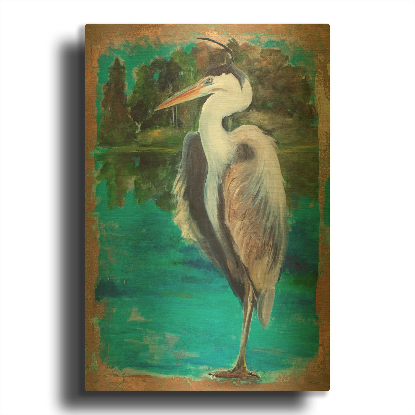 'Marsh Heron' By Stellar Design Studio Gold Metal Wall Art