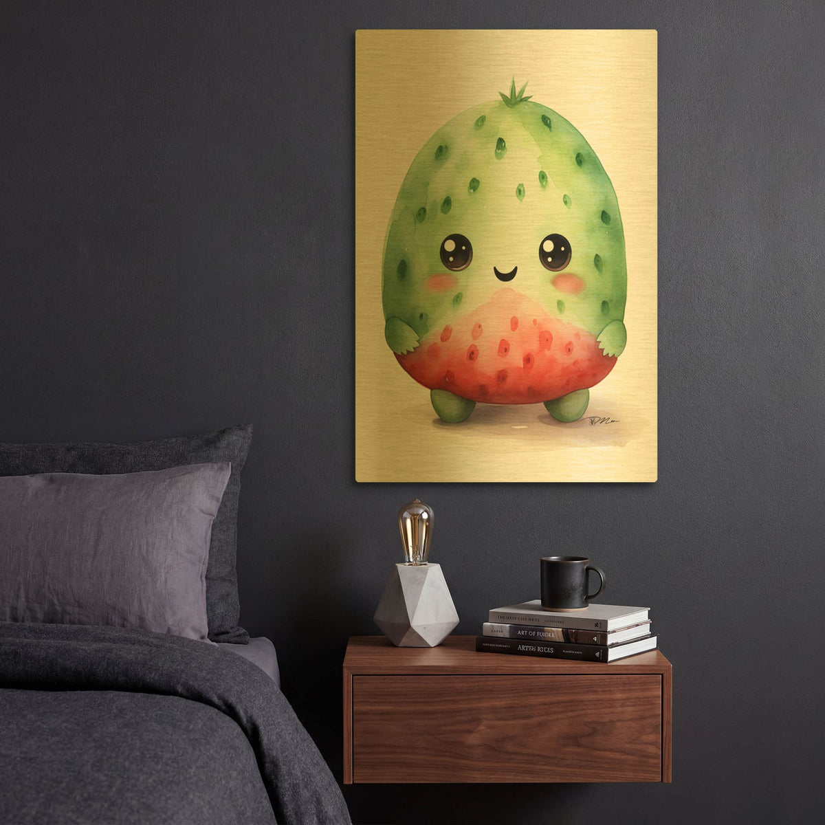 'Cut Fruit Monster 7' By Momart Gold Metal Wall Art