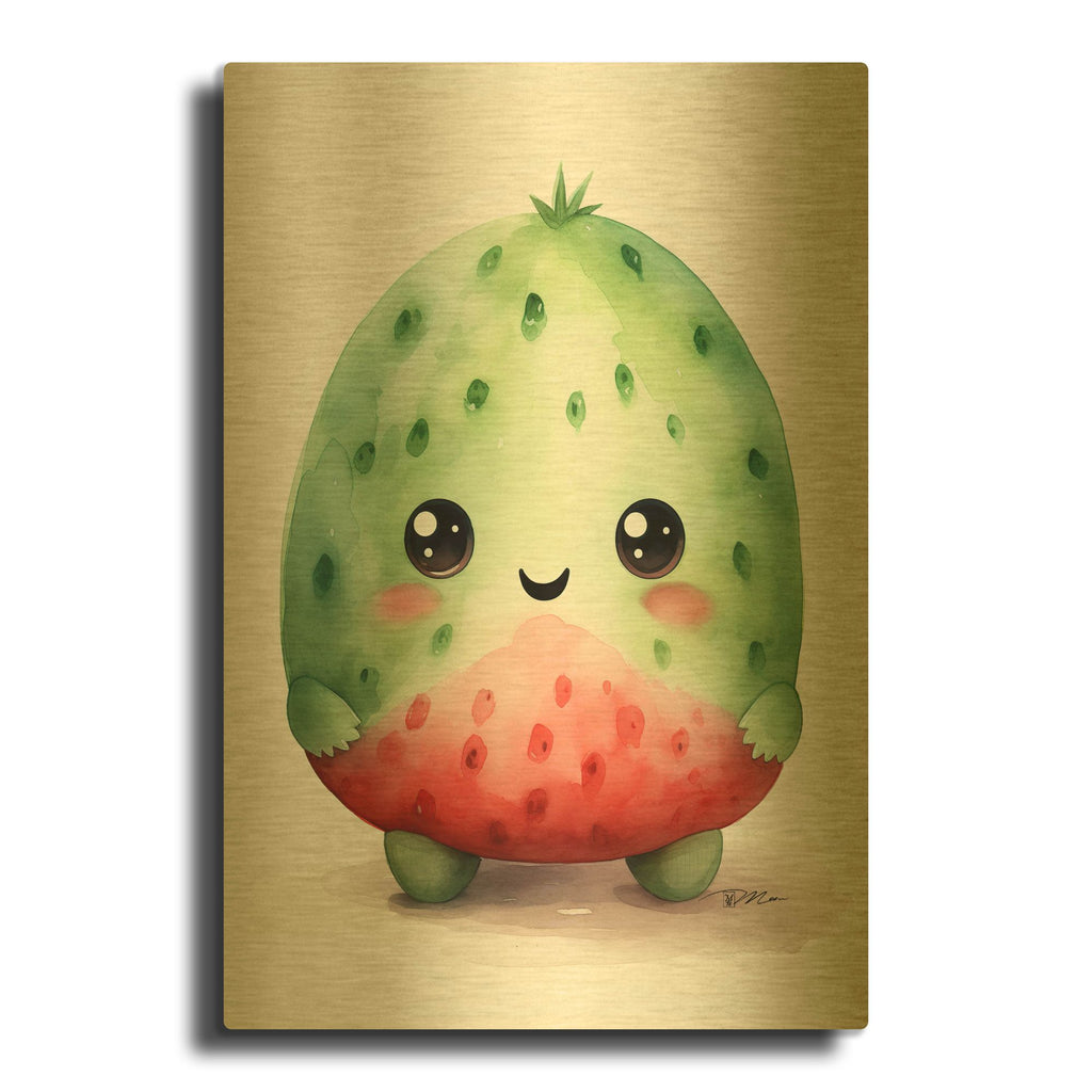 'Cut Fruit Monster 7' By Momart Gold Metal Wall Art