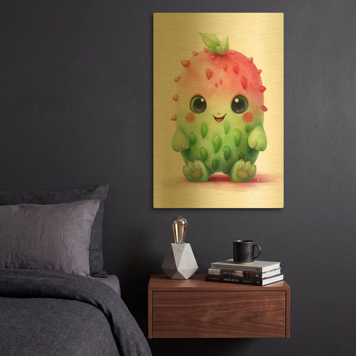 'Cut Fruit Monster 9' By Momart Gold Metal Wall Art