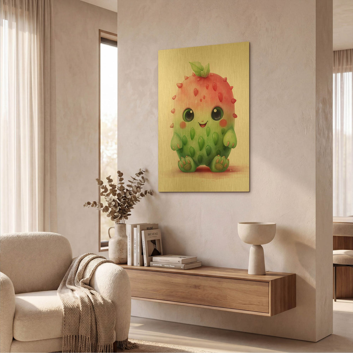 'Cut Fruit Monster 9' By Momart Gold Metal Wall Art