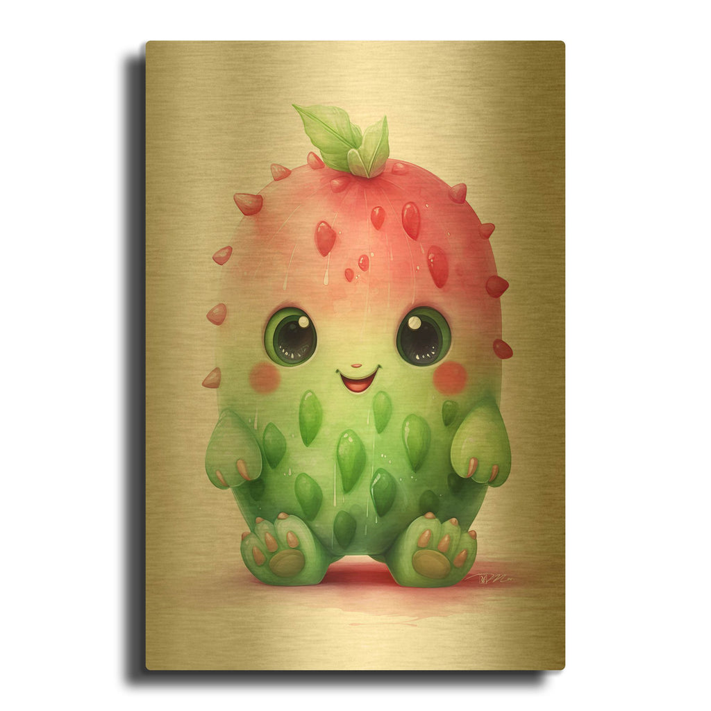'Cut Fruit Monster 9' By Momart Gold Metal Wall Art