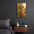 'Cute Mushrooms' By Momart Gold Metal Wall Art