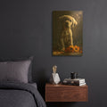 'Cute Puppy With Orange Flowers Dog Course' By Momart Gold Metal Wall Art