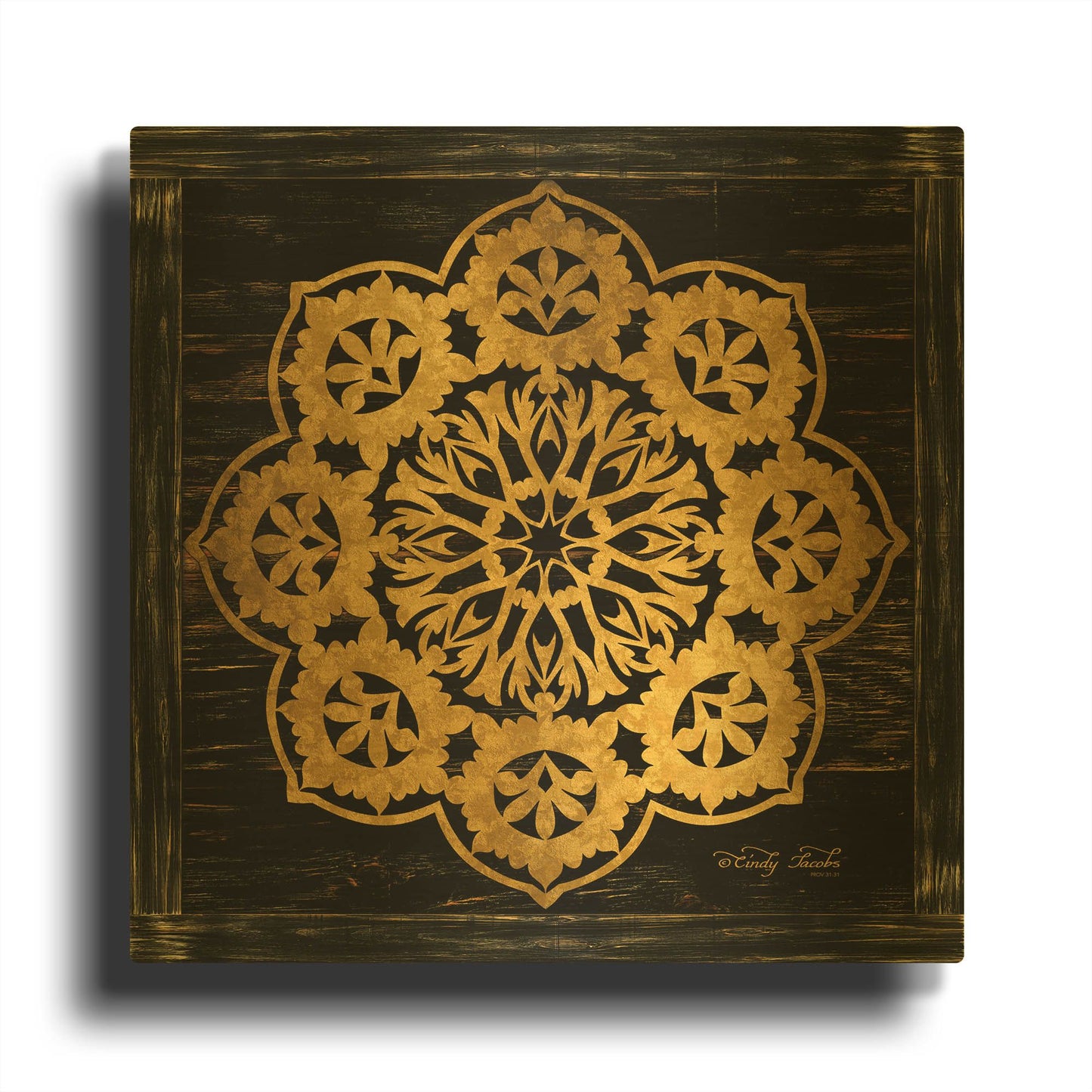 'Gold Mandala I' By Cindy Jacobs Gold Metal Wall Art