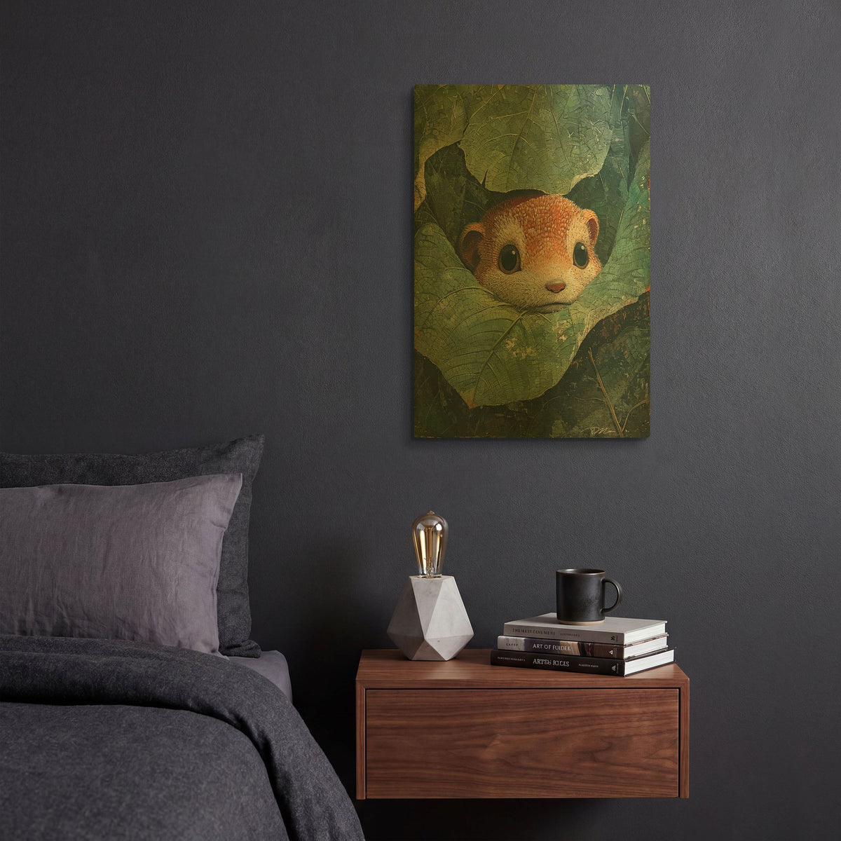 'Cute Snout Between The Leaves' By Momart Gold Metal Wall Art
