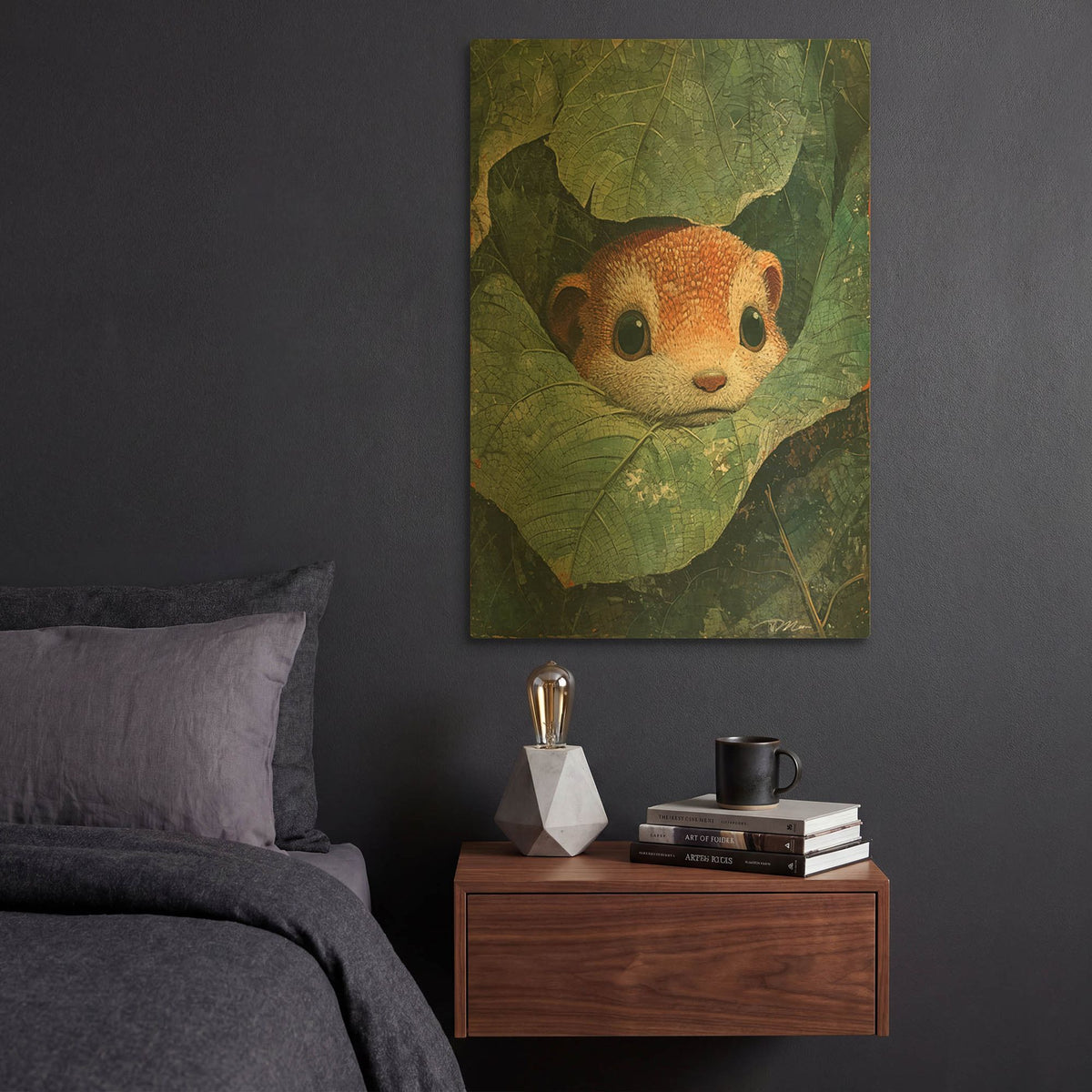 'Cute Snout Between The Leaves' By Momart Gold Metal Wall Art