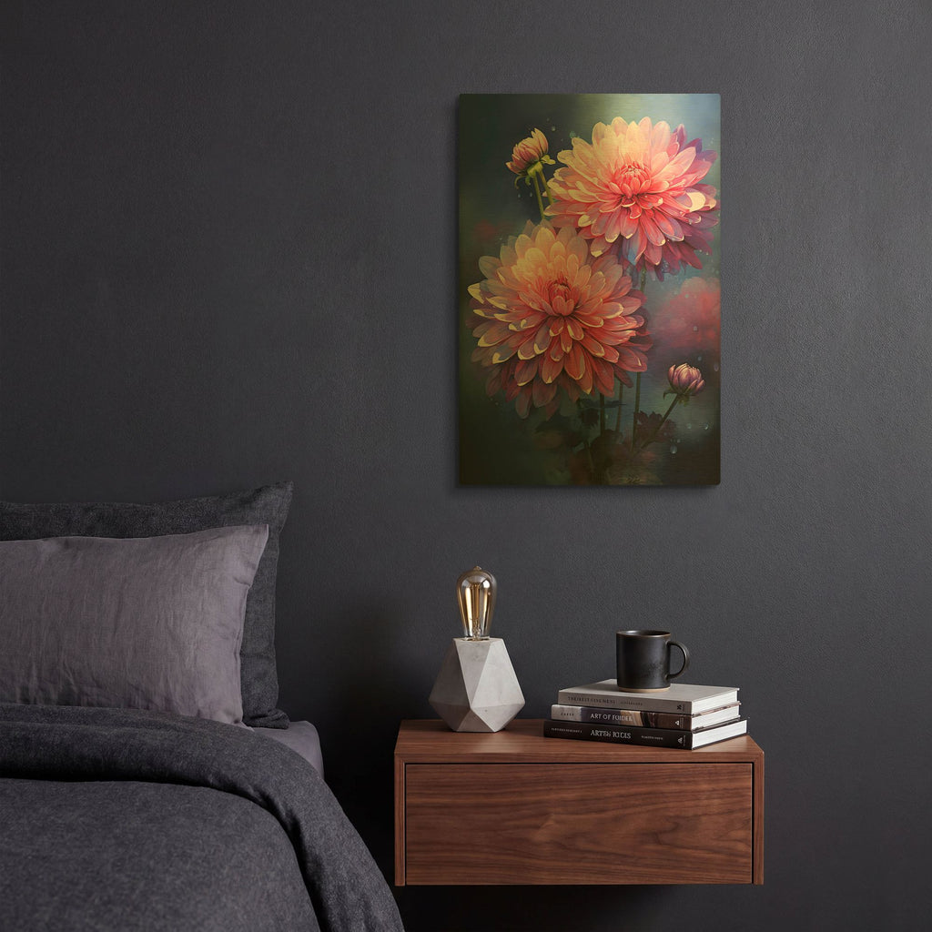 'Dahlia Pink' By Momart Gold Metal Wall Art
