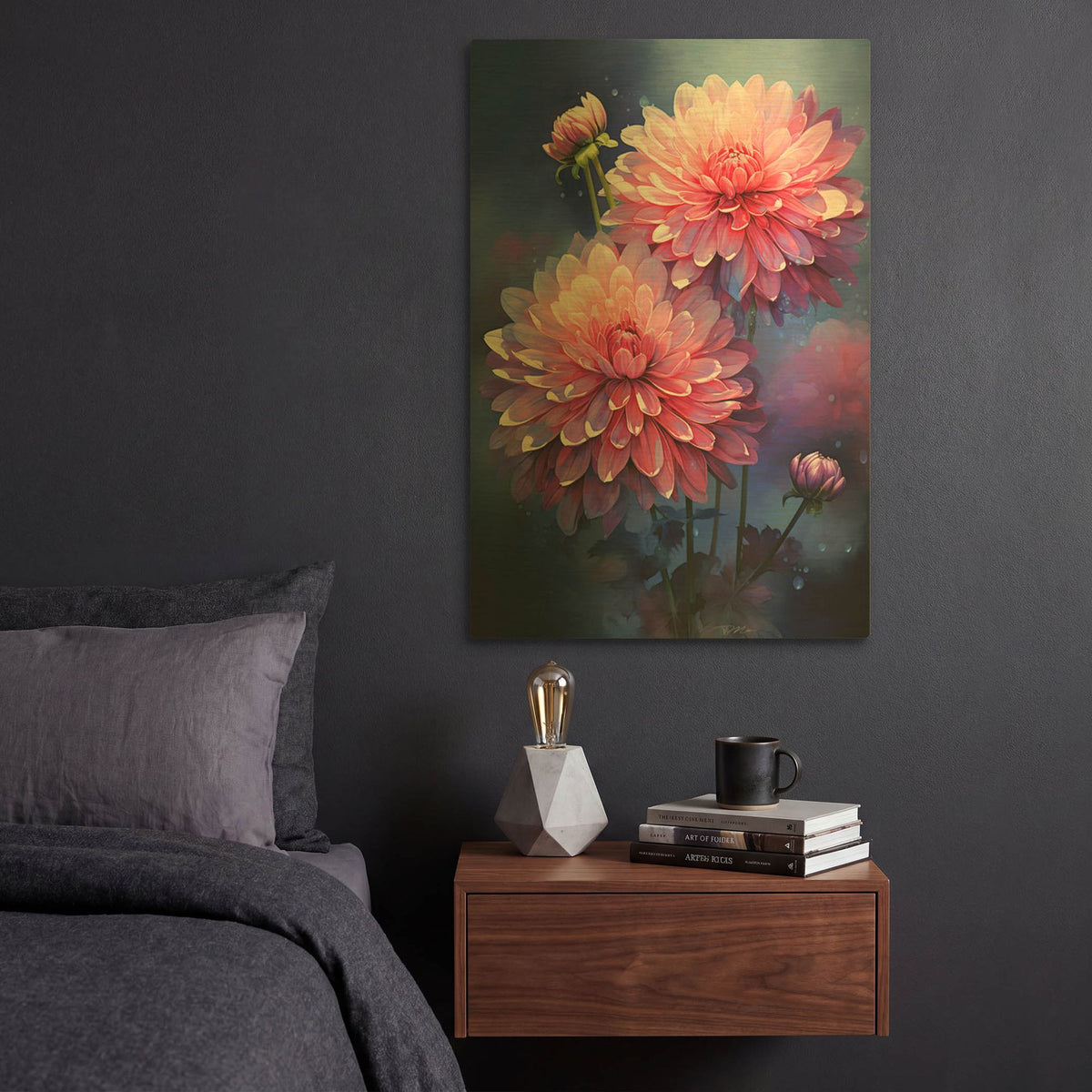 'Dahlia Pink' By Momart Gold Metal Wall Art