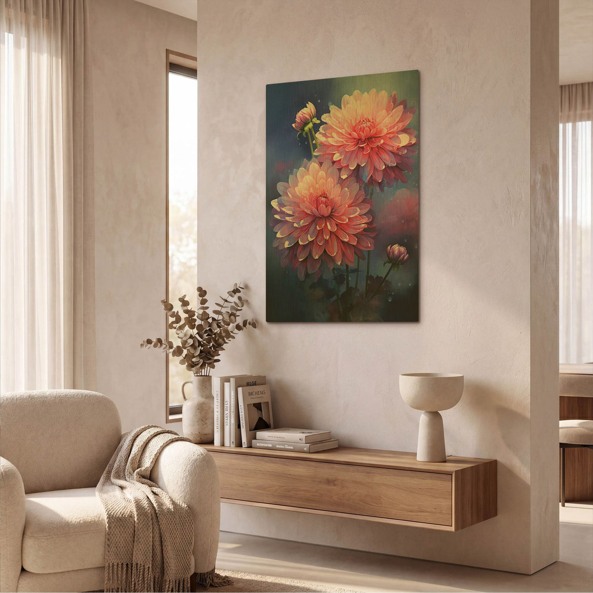 'Dahlia Pink' By Momart Gold Metal Wall Art