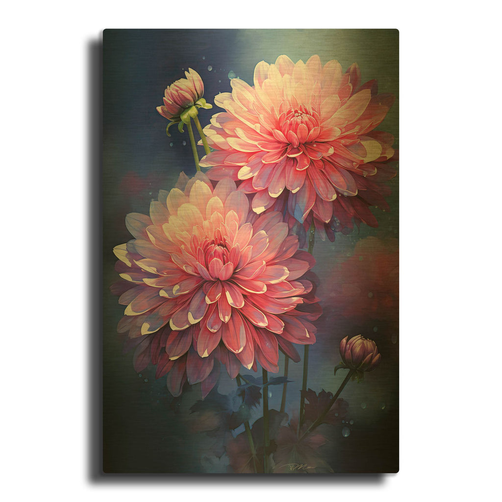 'Dahlia Pink' By Momart Gold Metal Wall Art