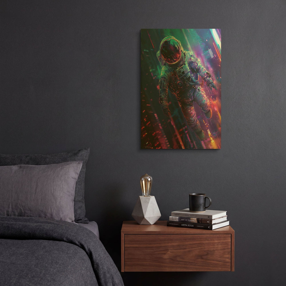 'Digital Space Blue And Purple 1' By Momart Gold Metal Wall Art