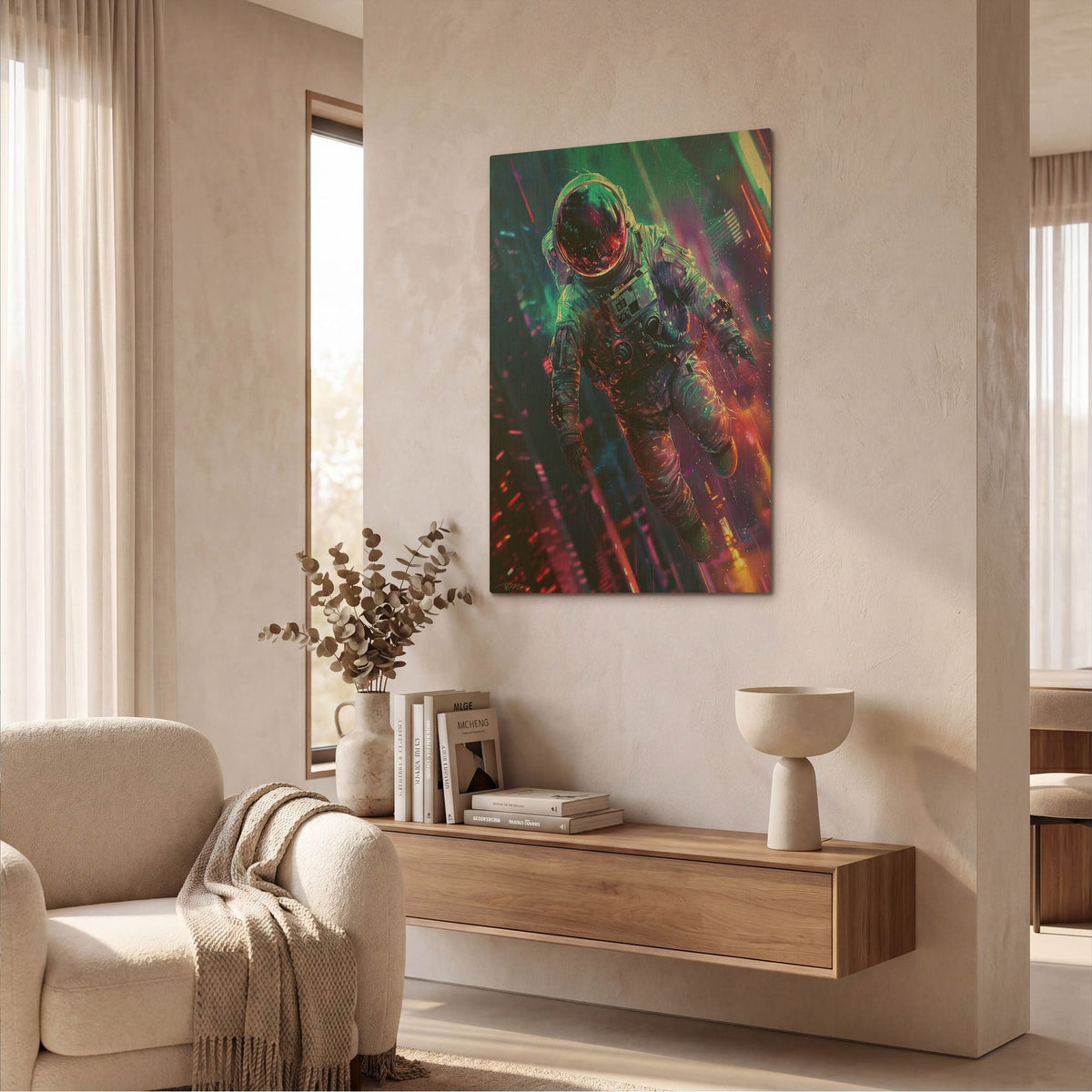 'Digital Space Blue And Purple 1' By Momart Gold Metal Wall Art