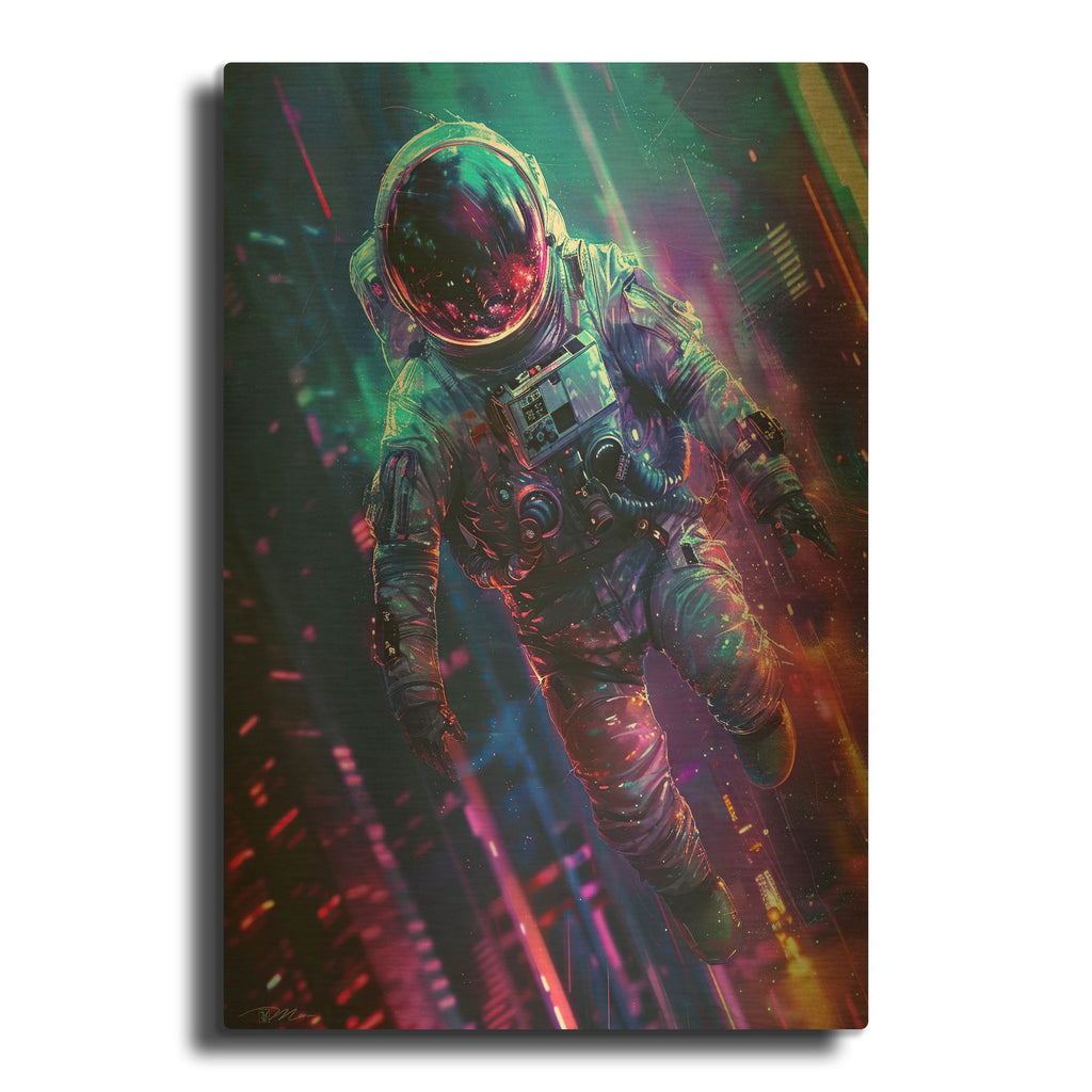 'Digital Space Blue And Purple 1' By Momart Gold Metal Wall Art