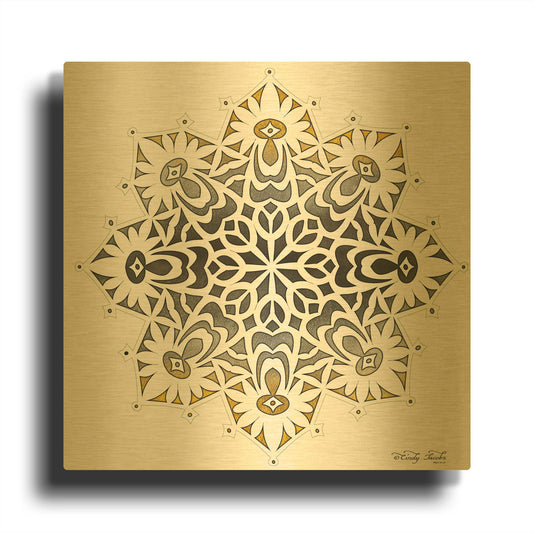 'Mandala on White' By Cindy Jacobs Gold Metal Wall Art