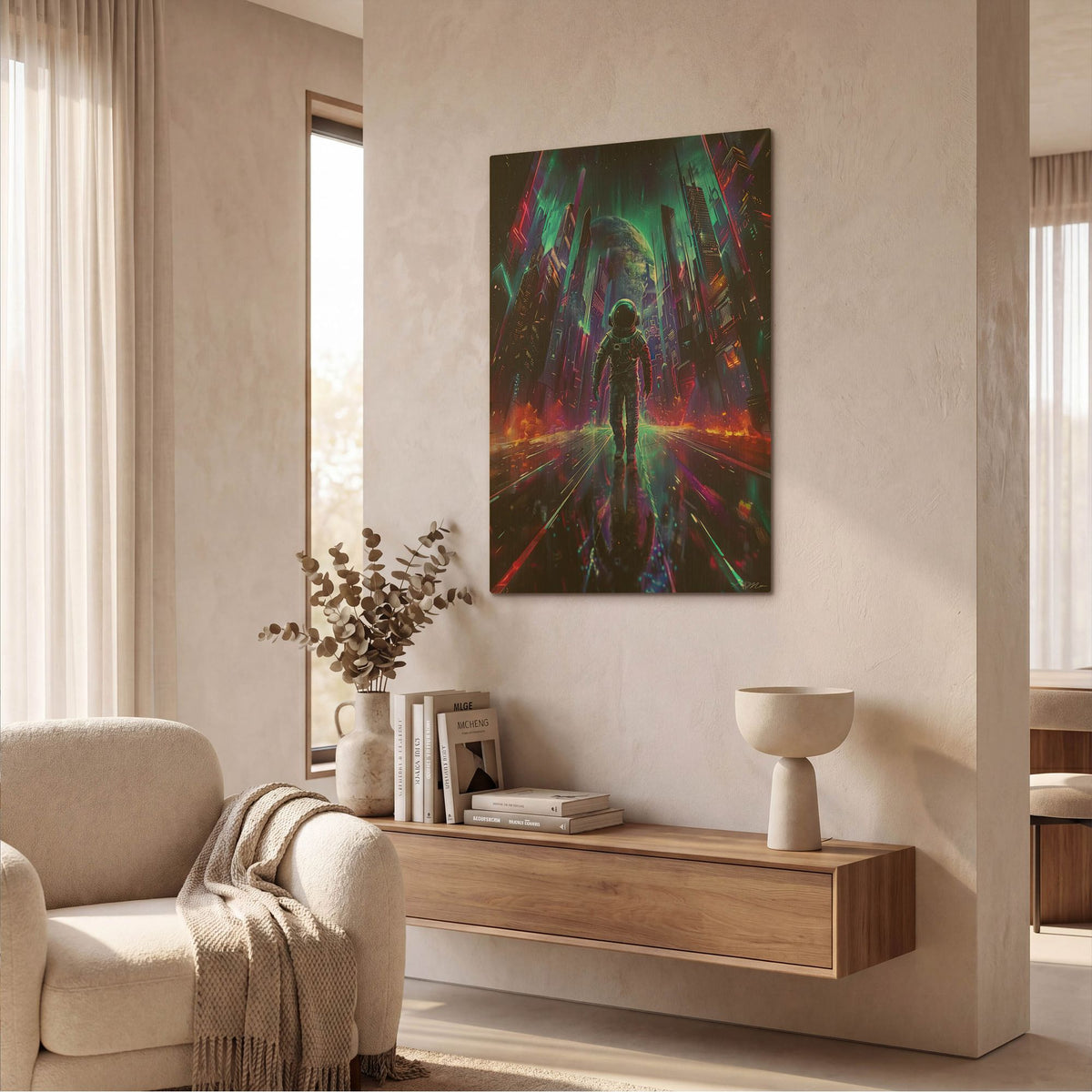 'Digital Space Blue And Purple 2' By Momart Gold Metal Wall Art