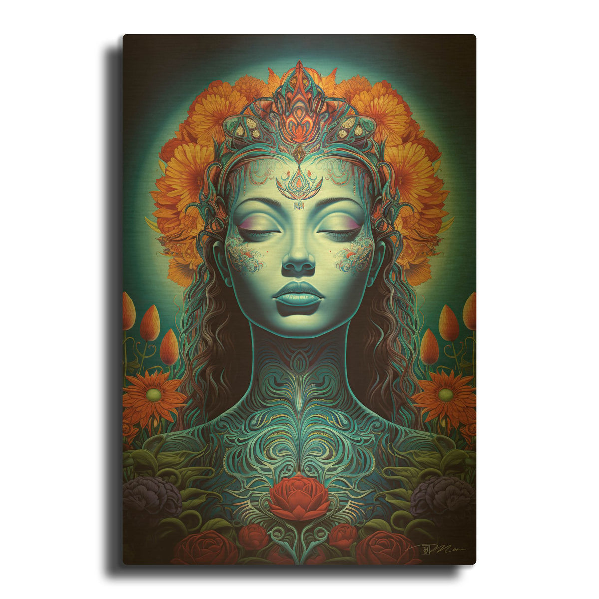 'DMT Art 6' By Momart Gold Metal Wall Art