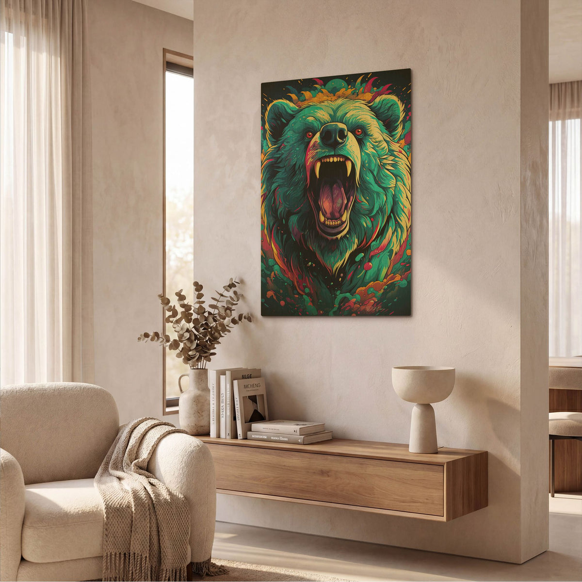 'DMT Art Bear' By Momart Gold Metal Wall Art